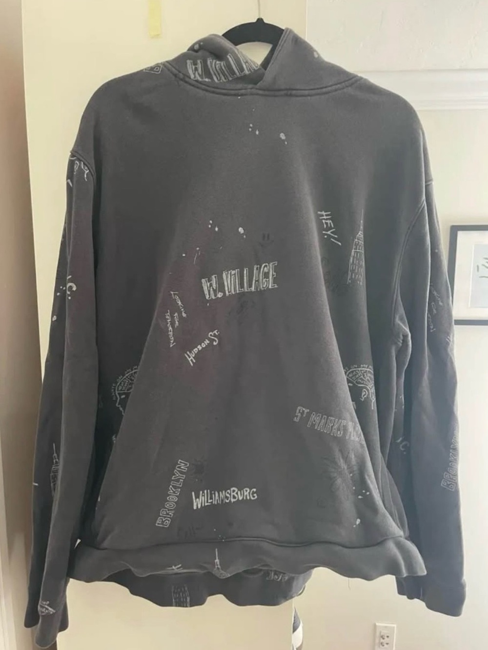 Abercrombie & Fitch Black Crewneck Pullover with White Graphic Text
